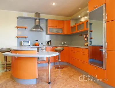Дизайн оранжевой кухни - 62 фото в интерьере: гарнитуры, фартук и обои