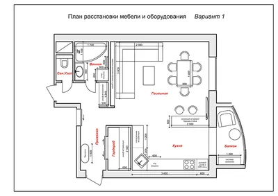Проект однокомнатной квартиры 37 м2