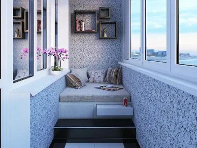 Дизайн маленького балкона и лоджии 6 метров: интересные идеи обустройства,  варианты оформления со встроенными шкафами - 32 фото