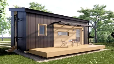 Проект маленького дома со спальным местом на Лофте в современном стиле