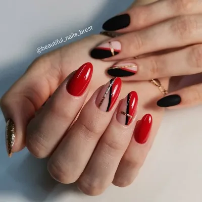 Дизайн ногтей черно красный фото фотографии