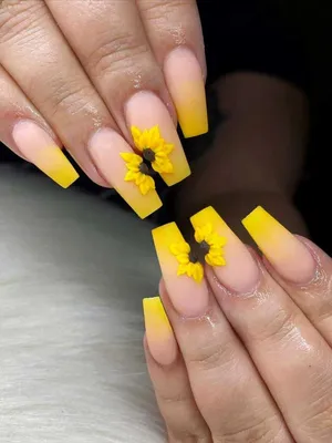 Подсолнух маникюр | Sunflower nails, Nail selection, Hair down styles