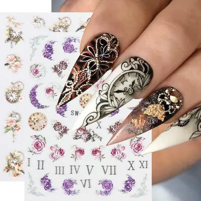 Дневной дизайн ногтей Роза наклейки для ногтей цветы наклейки для ногтей  украшения для дизайна ногтей аксессуары для маникюра – лучшие товары в  онлайн-магазине Джум Гик