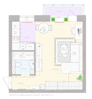 Дизайн однокомнатной квартиры-хрущевки 30 кв. м. - YouTube