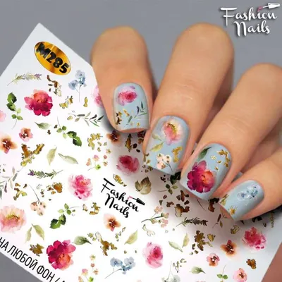 Fashion Nails Слайдер-дизайн M-285 - Цветы за 100 руб купить в  интернет-магазине KOKETKA Beauty Shop