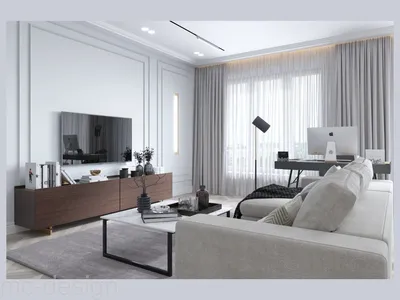 2024 ГОСТИНЫЕ фото дизайн белой гостиной в современном стиле, Киев, Андрей  Семений