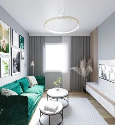 Светлая квартира с проходной гостиной и миниатюрной кухней (66 кв. м) 〛 ◾  Фото ◾ Идеи ◾ Дизайн