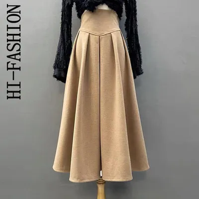 Осень-зима 2022, теплая длинная юбка для женщин, асимметричная клетчатая  юбка средней длины с высокой талией и поясом в Корейском стиле, женская  одежда | AliExpress