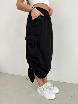 Купить Осень-зима женская темпераментная трикотажная юбка-миди женская юбка  с высокой талией утолщенная однотонная тонкая юбка трапециевидной формы  средней длины плиссированная юбка | Joom