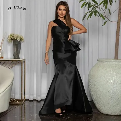Классические длинные черные атласные вечерние платья с баской, роскошное  платье-Русалка до пола для выпускного вечера, женское платье для вечеринки  | AliExpress