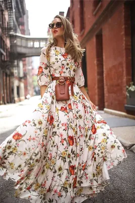 New Flower Print Boho Long Sleeve O-Neck Maxi Dress - ecofashionova |  Длинные летние платья, Летние платья, Повседневные платья