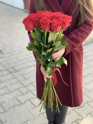 Красные и белые розы 70 см с доставкой цветов