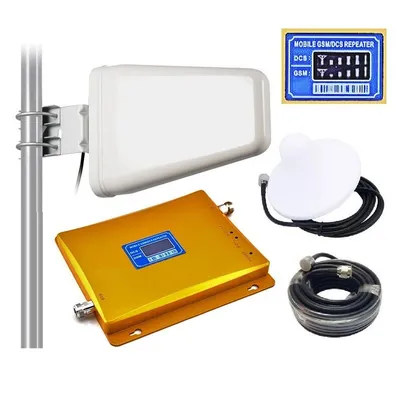 Усилитель сигнала сотовой связи (GSM-репитер) 2G/3G/4G, покрытия до 200 м2,  универсальный кронштейн Wispen (id 101053801)