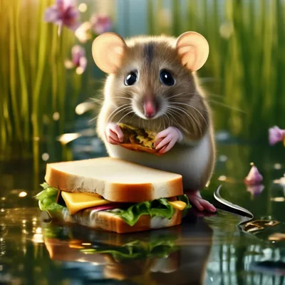 Доброго утра❣️ Мышка ест большой …» — создано в Шедевруме