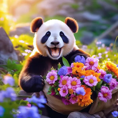 Доброе пандовое утро»: Московский зоопарк показал завтракающую на качелях  панду