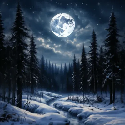Доброй ночи! 🤗 Ночь, зима, иней, …» — создано в Шедевруме