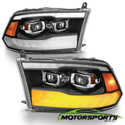 For 2009-2018 Dodge Ram 1500 2500 3500 Black LED DRL Dual Projector  Headlights | eBay