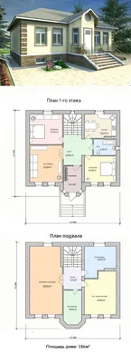 Проект одноэтажного дома с подвалом, террасой и мансардой ЛСП5333 |  Лесстройпроект