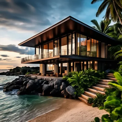 Проект дома у моря – 790 кв.м. Фасады классического дома на берегу моря