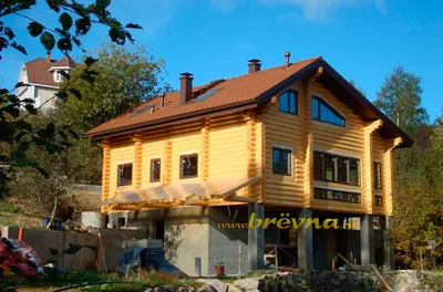 Прекрасный одноэтажный дом из оцилиндрованного бревна | Компания Экохоум |  Дзен