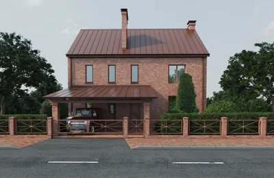 Проект блокированного дома в английском стиле на две семьи
