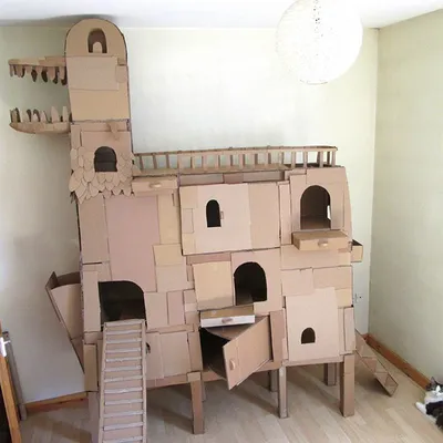 Фотоинструкция по созданию домика для кошки своими руками из коробки