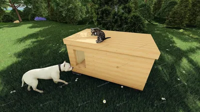 Деревянный домик с верандой для маленькой собаки \"Небо\"