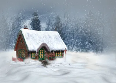 Зимний Маленький домик: фото в формате jpg, скачать бесплатно