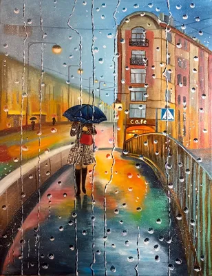 Картина Дождь в городе ᐉ Певцова Елена ᐉ онлайн-галерея Molbert.