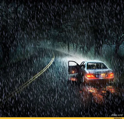 Интересное фото дождя на машине в png