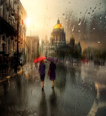 Дождь в городе фотографии