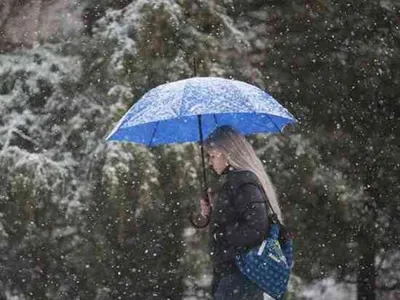 Дождь зимой: сюжеты с грустными лицами прохожих, зонты и лужи