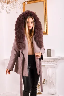 Женское пальто с капюшоном и ярким мехом - FURSTORE.SHOP - интернет магазин  меховой одежды, купить шубу в Украине