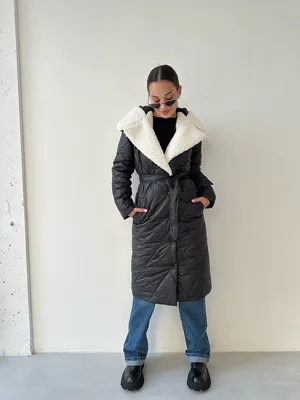 Зимнее женское пальто с мехом ЕП 499 | Цена на теплое пальто большого  размера