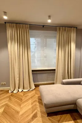 Комбинированные шторы из 2х цветов для гостиной, спальни и зала с  переходом, из двух полотен - 43 фото