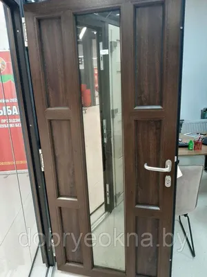 Входная пластиковая дверь в частный дом, Орех (900×2100) INOX-010-NB -  Профиль-сервис