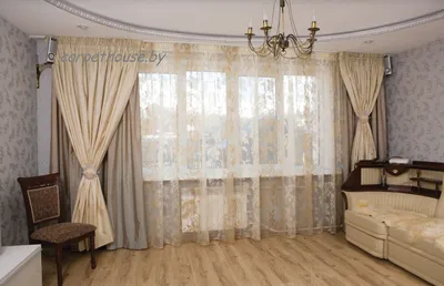 Двойные шторы в зал пошив на заказ в Москве , цены на пошив - студия  текстильного декора \"Амели\"