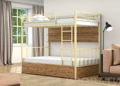 Купить двухъярусную кровать «ГЕНРИХ» из массива сосны | Размер 90Х200 см