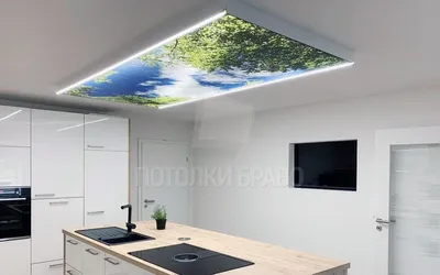 Матовый двухуровневый натяжной потолок для кухни НП-917 - цена от 1500  руб./м2