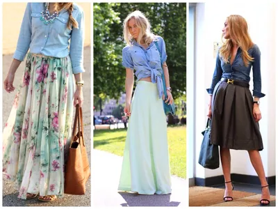 Джинсовая юбка #ОДВ6608, цвет голубой - купить женские джинсовые юбки оптом
