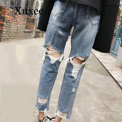 Женские прямые джинсы бойфренды, повседневные свободные брюки из денима, с  высокой талией, сзади, 2021 | AliExpress