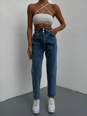 Женские джинсы-мом - серый цвет, S: 840 грн. - Джинсы Хмельницкий на BON.ua  97438684