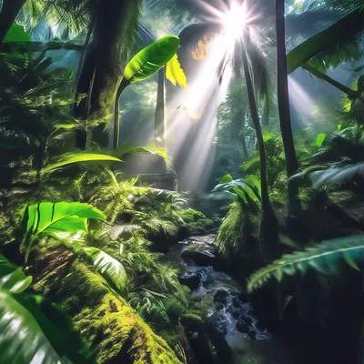 зеленые и моховые джунгли с ручьем, картинки тропических лесов фон картинки  и Фото для бесплатной загрузки