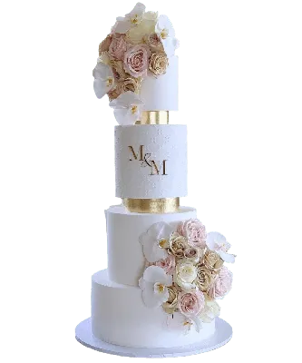 Артикул 85 - Свадебный торт четырехъярусный, с ягодами. Без мастики
