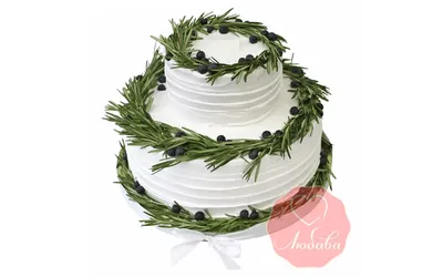 Красивый свадебный торт с белыми розами на заказ
