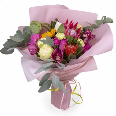 Купить Букет фиолетовый с гортензией и эустомой с доставкой в Курске,  каталог | Букеты цветов | - «MarnaFlowers».