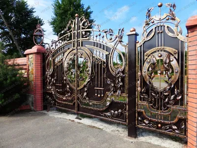 Элитные кованые ворота с калиткой, код: 01097 (ID#1103224652), цена: 6900  ₴, купить на Prom.ua
