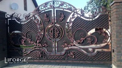 Элитные кованые ворота с калиткой, код: 01099 (ID#1103225401), цена: 6600  ₴, купить на Prom.ua