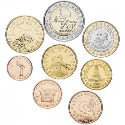 Купить Набор евро монет Словения 2007/2009 годы (8 штук) UNC