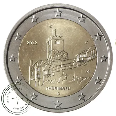 Германия 2 евро 2022 Тюрингия купить | Цена 502 ₽ | Код 937032440